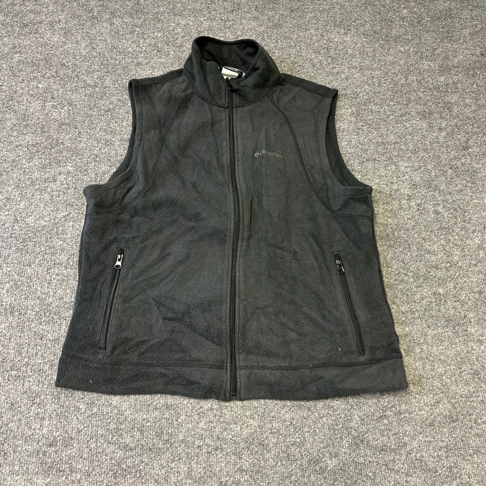 Columbia Vest Womens Size L Black Fleece Full Zip Mock Neck Lightweight Solid